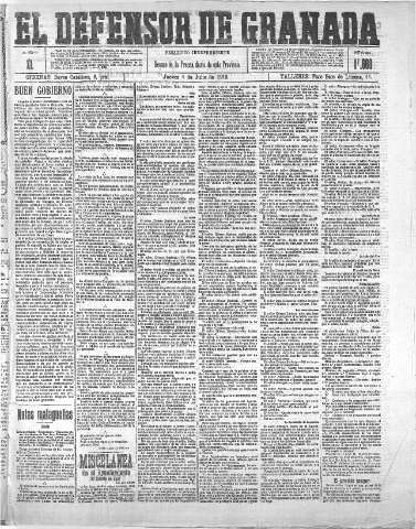 'El Defensor de Granada  : diario político independiente' - Año XL Número 17660  - 1918 Julio 04