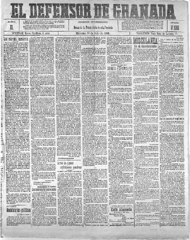 'El Defensor de Granada  : diario político independiente' - Año XL Número 17666  - 1918 Julio 10