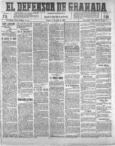 'El Defensor de Granada  : diario político independiente' - Año XL Número 17669  - 1918 Julio 13