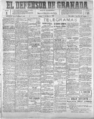 'El Defensor de Granada  : diario político independiente' - Año XL Número 17671  - 1918 Julio 15