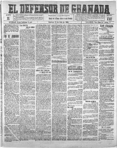 'El Defensor de Granada  : diario político independiente' - Año XL Número 17677  - 1918 Julio 21