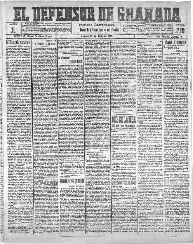 'El Defensor de Granada  : diario político independiente' - Año XL Número 17682  - 1918 Julio 26