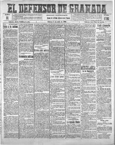 'El Defensor de Granada  : diario político independiente' - Año XL Número 17683  - 1918 Julio 27