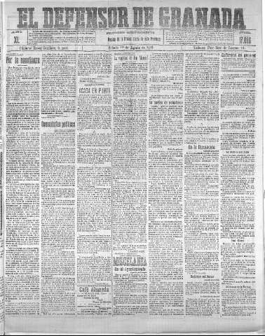'El Defensor de Granada  : diario político independiente' - Año XL Número 17696  - 1918 Agosto 10