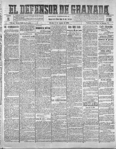 'El Defensor de Granada  : diario político independiente' - Año XL Número 17699  - 1918 Agosto 13