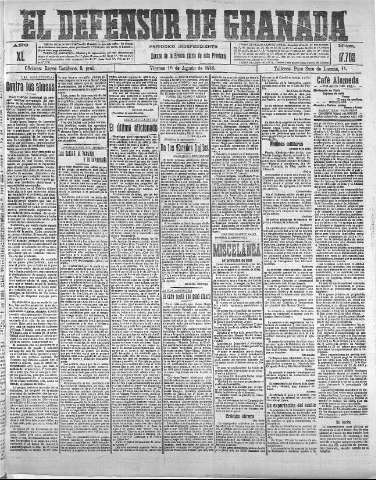 'El Defensor de Granada  : diario político independiente' - Año XL Número 17702  - 1918 Agosto 16