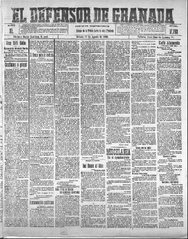 'El Defensor de Granada  : diario político independiente' - Año XL Número 17703  - 1918 Agosto 17