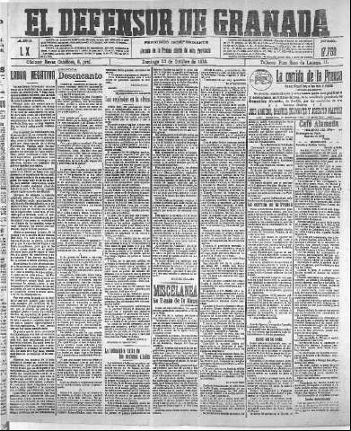 'El Defensor de Granada  : diario político independiente' - Año XL Número 17759  - 1918 Octubre 13
