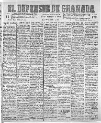 'El Defensor de Granada  : diario político independiente' - Año XL Número 17768  - 1918 Octubre 22