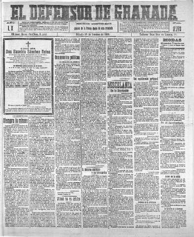 'El Defensor de Granada  : diario político independiente' - Año XL Número 17772  - 1918 Octubre 26