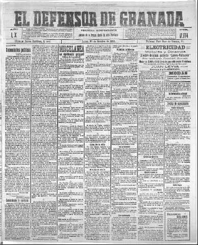 'El Defensor de Granada  : diario político independiente' - Año XL Número 17774  - 1918 Octubre 28