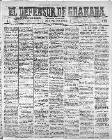 'El Defensor de Granada  : diario político independiente' - Año XL Número 17799  - 1918 Noviembre 22