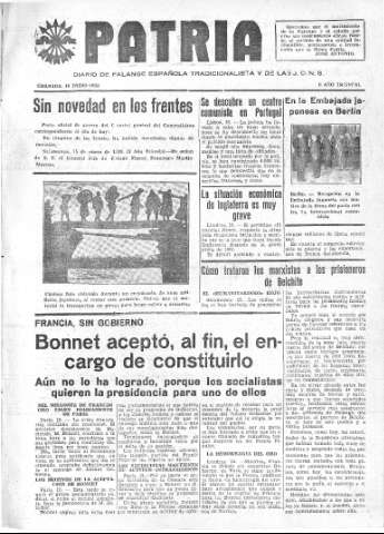 'Patria  : diario de Falange Española Tradicionalista y de las J.O.N.S.' - Año IV Número 128  - 1938 Enero 16
