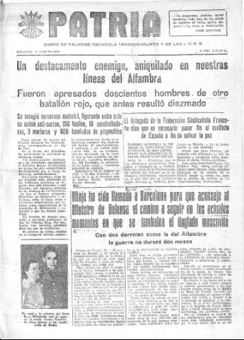 'Patria  : diario de Falange Española Tradicionalista y de las J.O.N.S.' - Año IV Número 145  - 1938 Febrero 11