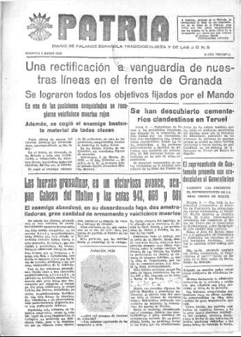 'Patria  : diario de Falange Española Tradicionalista y de las J.O.N.S.' - Año IV Número 165  - 1938 Marzo 06