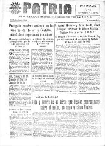 'Patria  : diario de Falange Española Tradicionalista y de las J.O.N.S.' - Año IV Número 304  - 1938 Julio 03