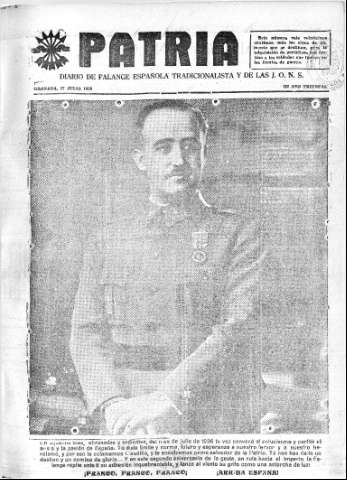 'Patria  : diario de Falange Española Tradicionalista y de las J.O.N.S.' - Año IV Número 316  - 1938 Julio 17