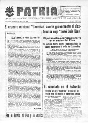 'Patria  : diario de Falange Española Tradicionalista y de las J.O.N.S.' - Año IV Número 352  - 1938 Agosto 28