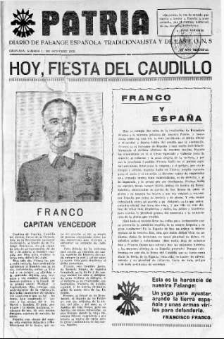'Patria  : diario de Falange Española Tradicionalista y de las J.O.N.S.' - Año IV Número 379  - 1938 Octubre 01