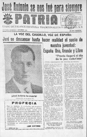 'Patria  : diario de Falange Española Tradicionalista y de las J.O.N.S.' - Año IV Número 380  - 1938 Octubre 02