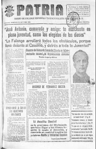 'Patria  : diario de Falange Española Tradicionalista y de las J.O.N.S.' - Año IV Número 404  - 1938 Octubre 30