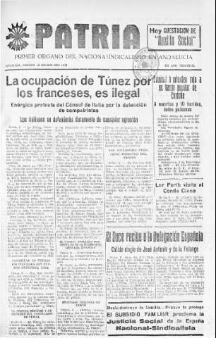 'Patria  : diario de Falange Española Tradicionalista y de las J.O.N.S.' - Año IV Número 440  - 1938 Diciembre 10