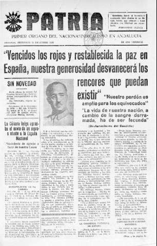 'Patria  : diario de Falange Española Tradicionalista y de las J.O.N.S.' - Año IV Número 443  - 1938 Diciembre 14