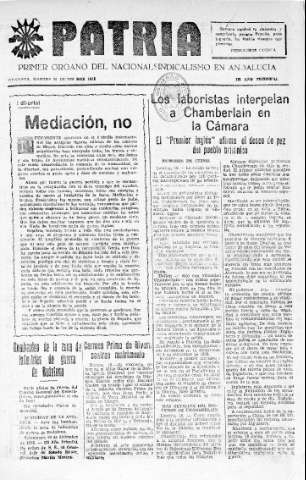 'Patria  : diario de Falange Española Tradicionalista y de las J.O.N.S.' - Año IV Número 448  - 1938 Diciembre 20