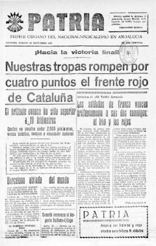 'Patria  : diario de Falange Española Tradicionalista y de las J.O.N.S.' - Año IV Número 452  - 1938 Diciembre 24