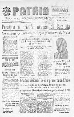 'Patria  : diario de Falange Española Tradicionalista y de las J.O.N.S.' - Año IV Número 453  - 1938 Diciembre 27