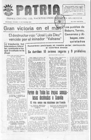 'Patria  : diario de Falange Española Tradicionalista y de las J.O.N.S.' - Año IV Número 456  - 1938 Diciembre 31