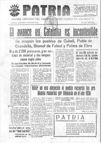 'Patria  : diario de Falange Española Tradicionalista y de las J.O.N.S.' - Año V Número 457  - 1939 Enero 01