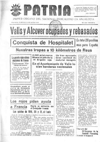 'Patria  : diario de Falange Española Tradicionalista y de las J.O.N.S.' - Año V Número 469  - 1939 Enero 15