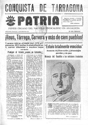 'Patria  : diario de Falange Española Tradicionalista y de las J.O.N.S.' - Año V Número 461  - 1939 Enero 17
