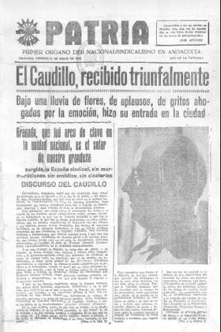 'Patria  : diario de Falange Española Tradicionalista y de las J.O.N.S.' - Año V Número 571  - 1939 Abril 21