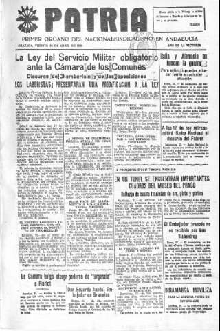 'Patria  : diario de Falange Española Tradicionalista y de las J.O.N.S.' - Año V Número 577  - 1939 Abril 28