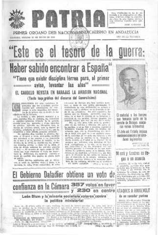'Patria  : diario de Falange Española Tradicionalista y de las J.O.N.S.' - Año V Número 590  - 1939 Mayo 13