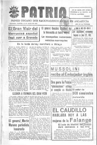 'Patria  : diario de Falange Española Tradicionalista y de las J.O.N.S.' - Año V Número 604  - 1939 Mayo 30