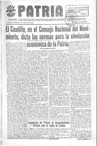 'Patria  : diario de Falange Española Tradicionalista y de las J.O.N.S.' - Año V Número 610  - 1939 Junio 06