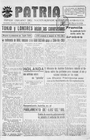 'Patria  : diario de Falange Española Tradicionalista y de las J.O.N.S.' - Año V Número 631  - 1939 Julio 01