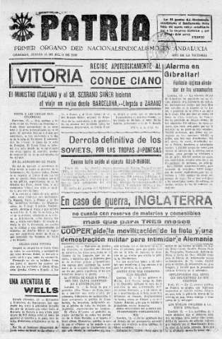 'Patria  : diario de Falange Española Tradicionalista y de las J.O.N.S.' - Año V Número 641  - 1939 Julio 13