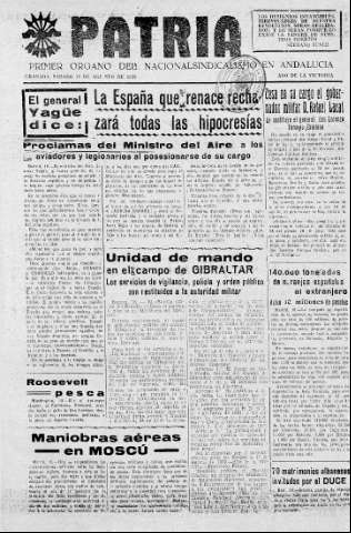 'Patria  : diario de Falange Española Tradicionalista y de las J.O.N.S.' - Año V Número 673  - 1939 Agosto 19