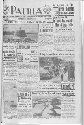 'Patria  : diario de Falange Española Tradicionalista y de las J.O.N.S.' - Año V Número 742  - 1939 Diciembre 21