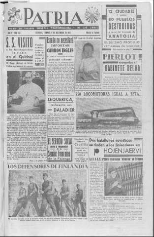 'Patria  : diario de Falange Española Tradicionalista y de las J.O.N.S.' - Año V Número 758  - 1939 Diciembre 29