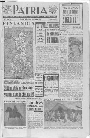'Patria  : diario de Falange Española Tradicionalista y de las J.O.N.S.' - Año V Número 760  - 1939 Diciembre 31