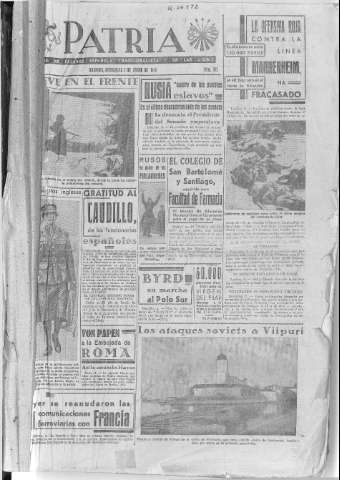 'Patria  : diario de Falange Española Tradicionalista y de las J.O.N.S.' - Año VI Número 762  - 1940 Enero 03
