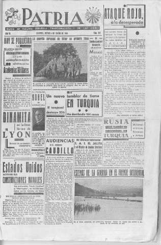 'Patria  : diario de Falange Española Tradicionalista y de las J.O.N.S.' - Año VI Número 763  - 1940 Enero 04
