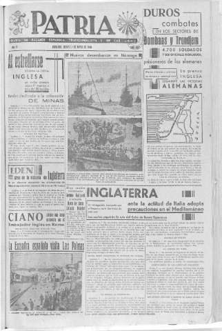 'Patria  : diario de Falange Española Tradicionalista y de las J.O.N.S.' - Año VI Número 907  - 1940 Mayo 02