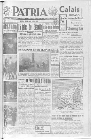 'Patria  : diario de Falange Española Tradicionalista y de las J.O.N.S.' - Año VI Número 927  - 1940 Mayo 26