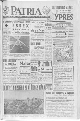 'Patria  : diario de Falange Española Tradicionalista y de las J.O.N.S.' - Año VI Número 928  - 1940 Mayo 28